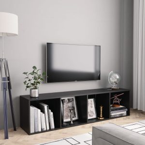 vidaXL Regał na książki/szafka TV, czarny, 143x30x36 cm