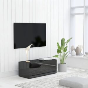 vidaXL Szafka pod TV, czarna na wysoki połysk, 80x34x30 cm