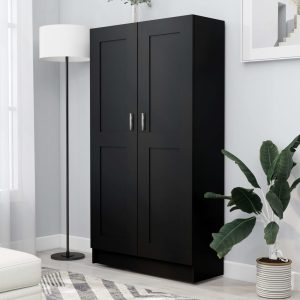 vidaXL Szafka, czarna, 82,5×30,5×150 cm, materiał drewnopochodny