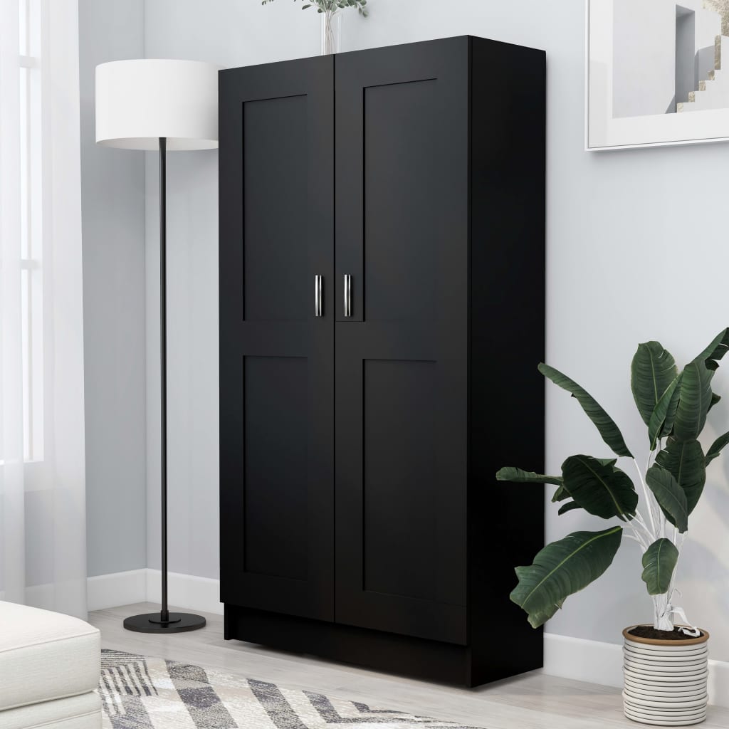 vidaXL Szafka, czarna, 82,5×30,5×150 cm, materiał drewnopochodny