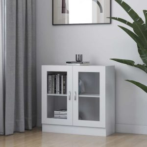 vidaXL Witryna, biała, 82,5×30,5×80 cm, materiał drewnopochodny