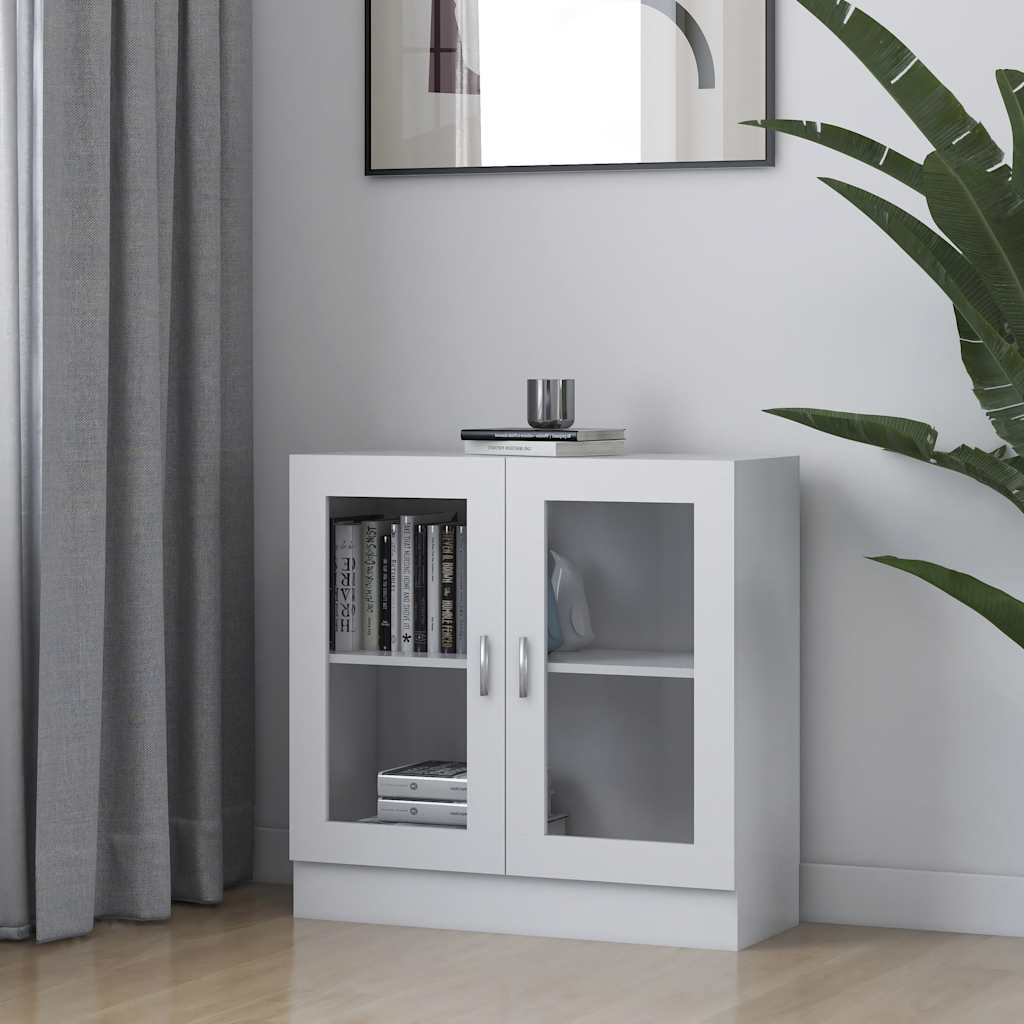 vidaXL Witryna, biała, 82,5×30,5×80 cm, materiał drewnopochodny