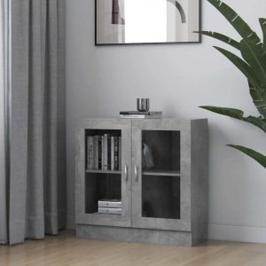 vidaXL Witryna, szarość betonu 82,5×30,5×80 cm materiał drewnopochodny