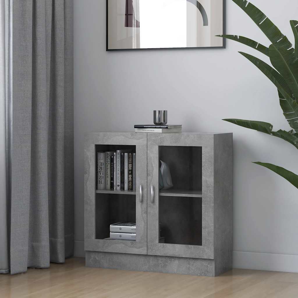 vidaXL Witryna, szarość betonu 82,5×30,5×80 cm materiał drewnopochodny