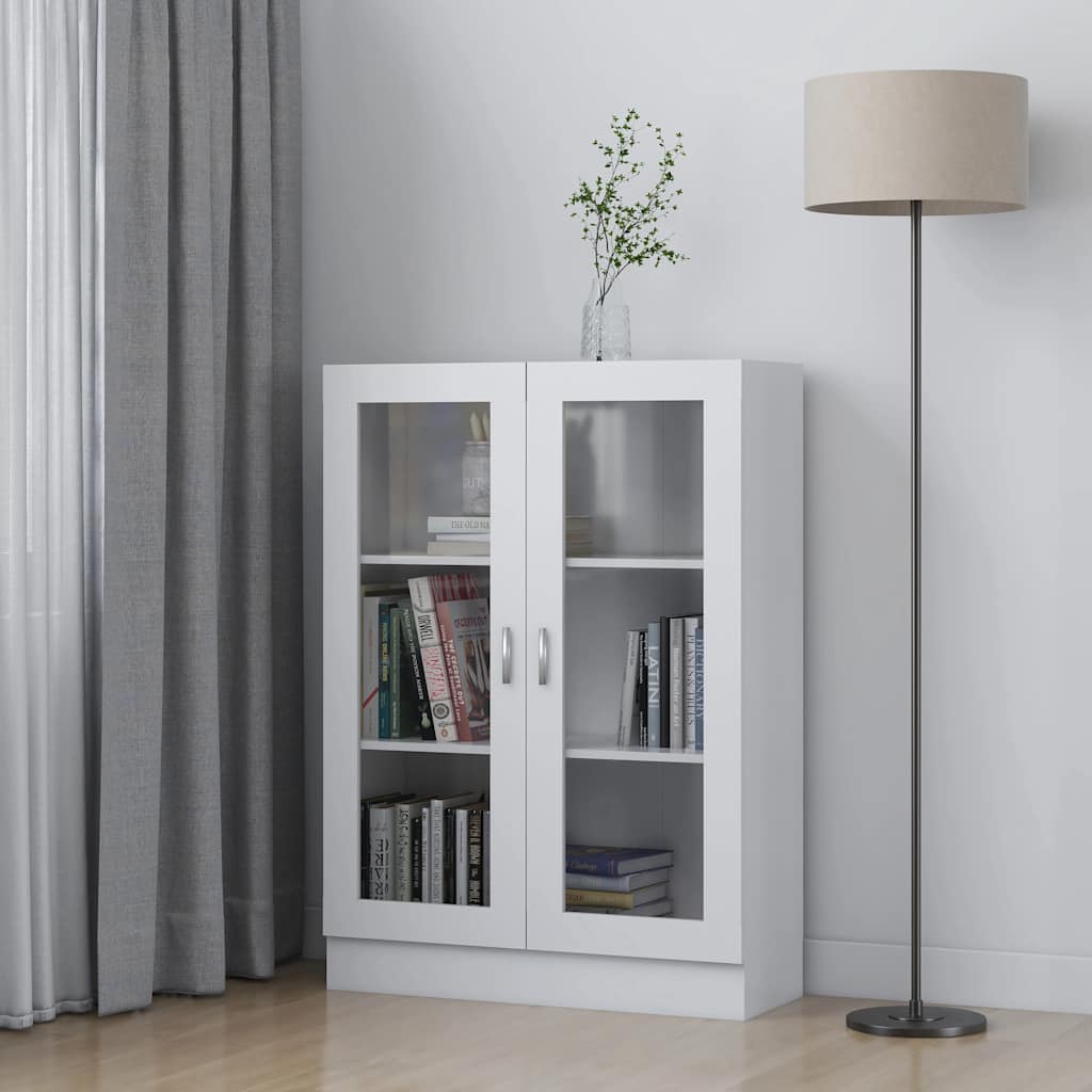 vidaXL Witryna, biała, 82,5×30,5×115 cm, materiał drewnopochodny