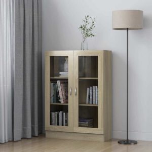 vidaXL Witryna, dąb sonoma, 82,5×30,5×115 cm, materiał drewnopochodny