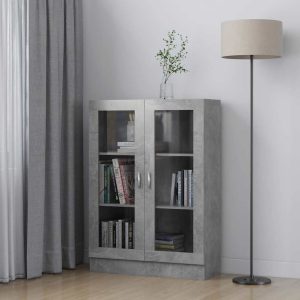 vidaXL Witryna, szarość betonu, 82,5×30,5×115 cm