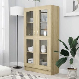 vidaXL Witryna, dąb sonoma, 82,5×30,5×150 cm, materiał drewnopochodny
