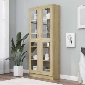 vidaXL Witryna, dąb sonoma 82,5×30,5×185,5 cm, materiał drewnopochodny