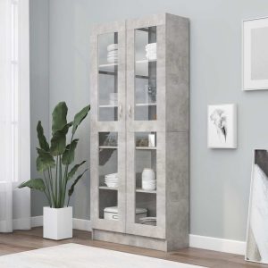 vidaXL Witryna, szarość betonu, 82,5×30,5×185,5 cm