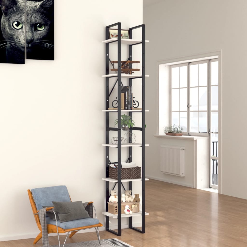 vidaXL Regał na książki, biały, 40x30x210 cm, materiał drewnopochodny