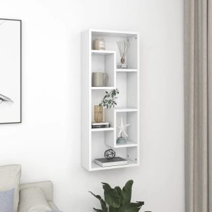 vidaXL Półka ścienna, biała, 36x16x90 cm, materiał drewnopochodny
