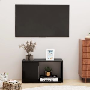 vidaXL Szafka pod TV, czarna, 60x24x32 cm, materiał drewnopochodny