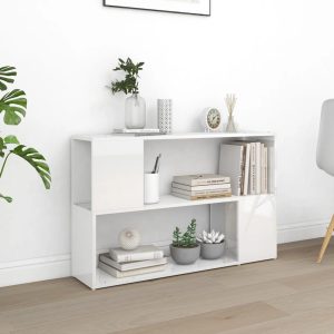 vidaXL Regał na książki, biały z połyskiem, 100x24x63 cm