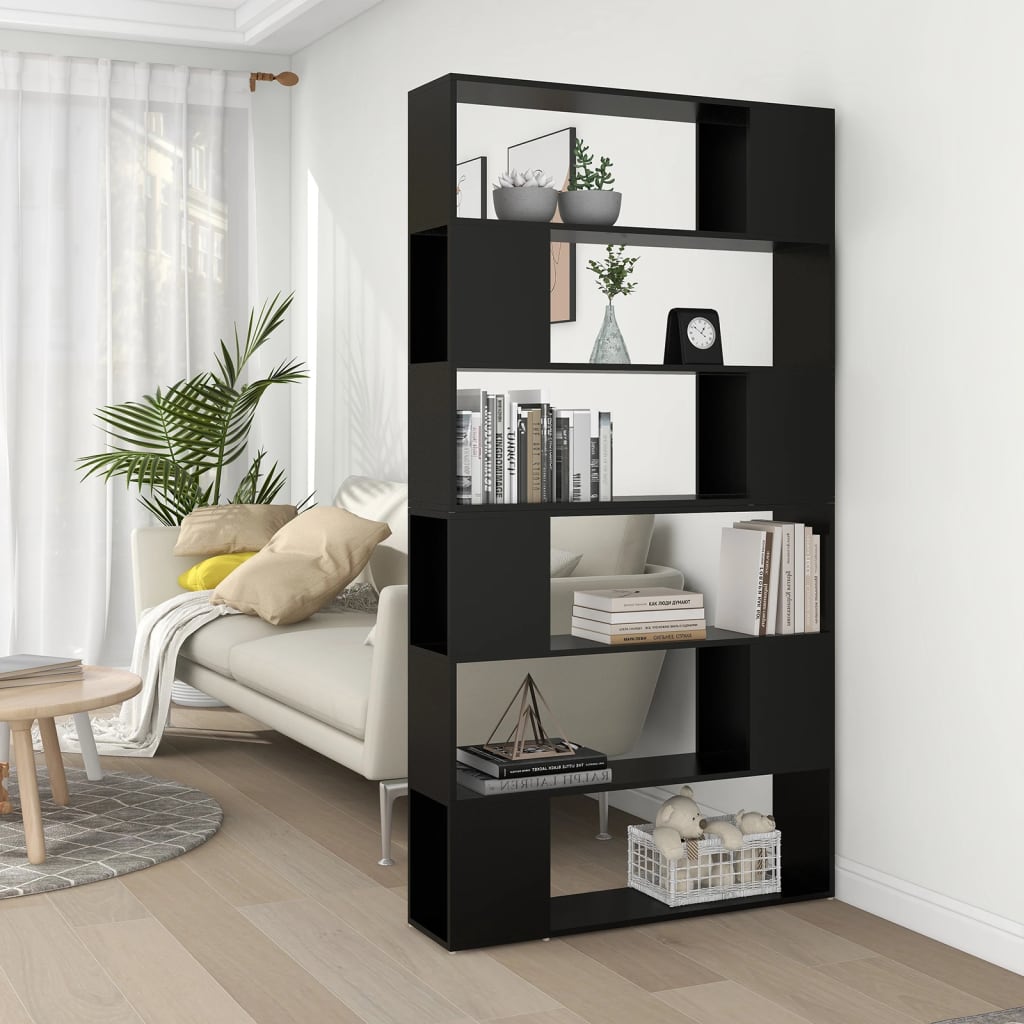 vidaXL Regał na książki/przegroda, czarny, 100x24x188 cm