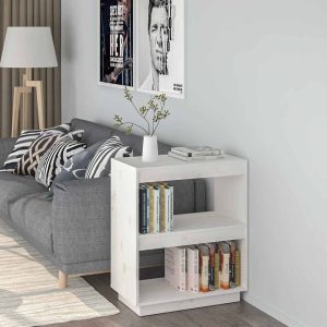 vidaXL Regał na książki, biały, 60x35x71 cm, lite drewno sosnowe