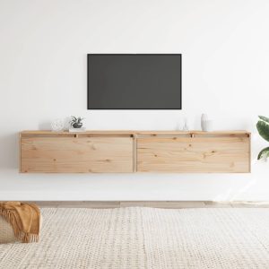 vidaXL Szafki ścienne, 2 szt., 100x30x35 cm, lite drewno sosnowe