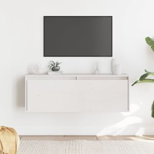 vidaXL Szafka ścienna, biała, 100x30x35 cm, lite drewno sosnowe