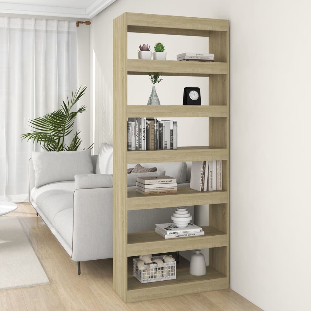vidaXL Regał na książki/przegroda, dąb sonoma, 80x30x198 cm