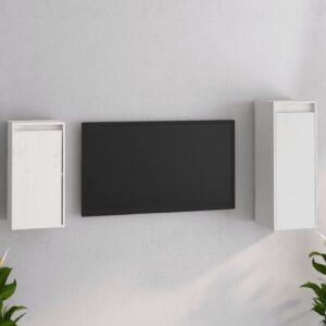vidaXL Szafki pod TV, 2 szt., białe, lite drewno sosnowe