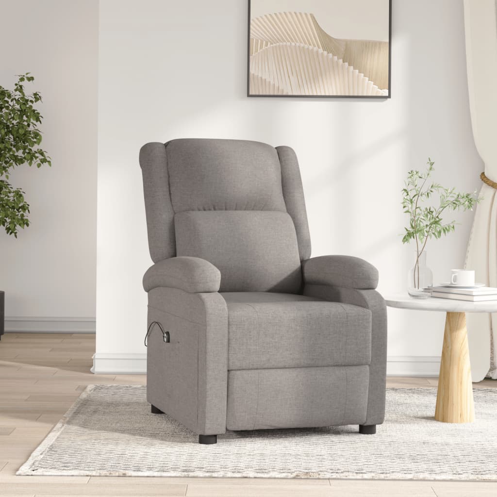 vidaXL Elektryczny fotel rozkładany, kolor taupe, obity tkaniną