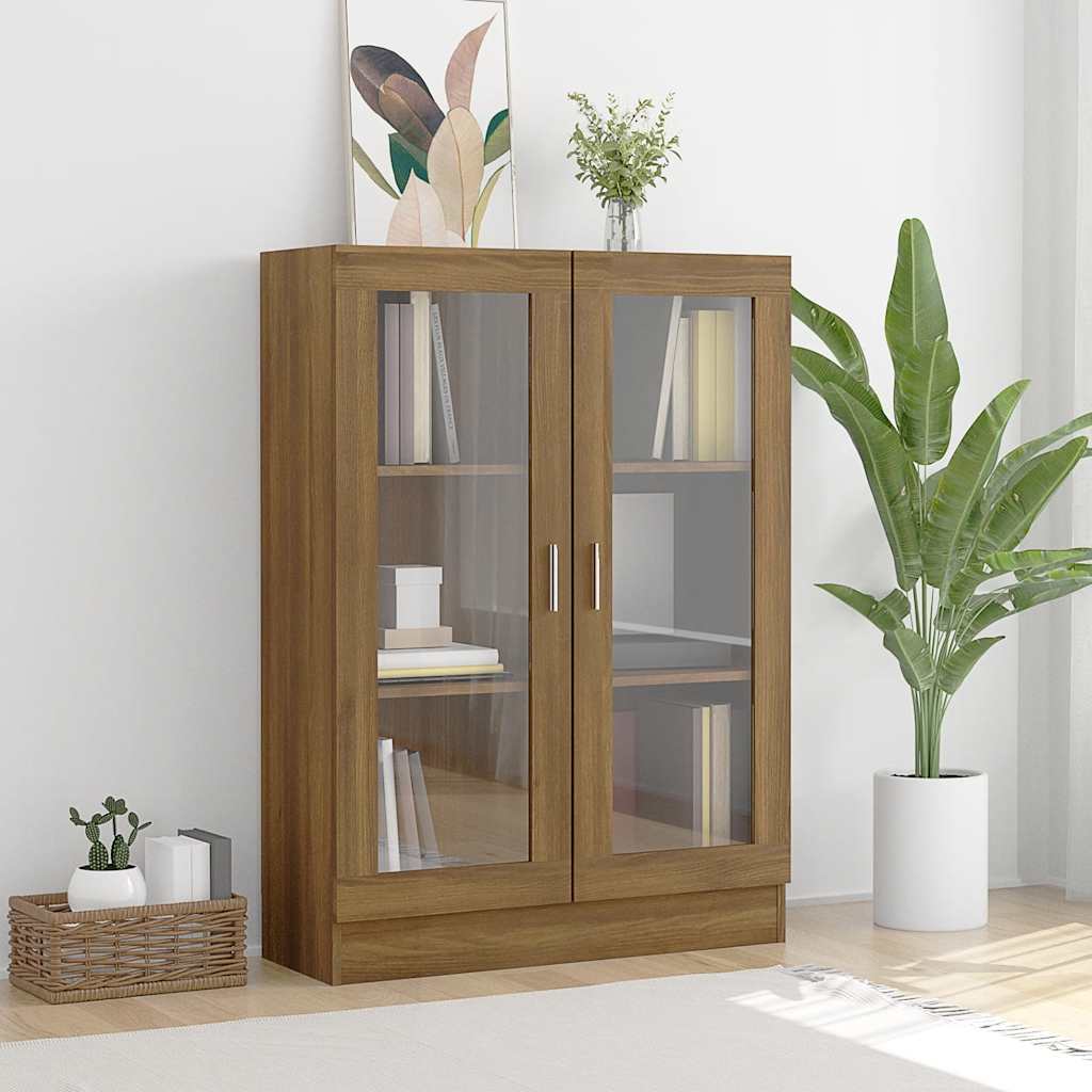 vidaXL Witryna, brązowy dąb, 82,5×30,5×115 cm, materiał drewnopochodny