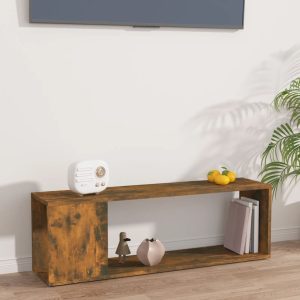 vidaXL Szafka pod telewizor, przydymiony dąb, 100x24x32 cm
