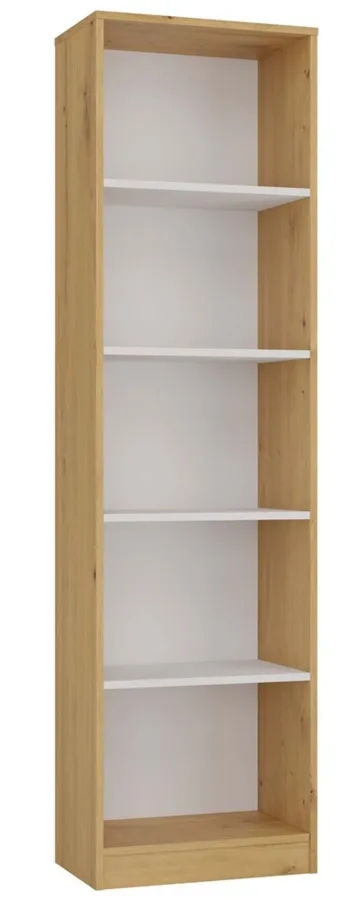 Otwarty regał biurowy 50 cm dąb artisan + biały R7-M16