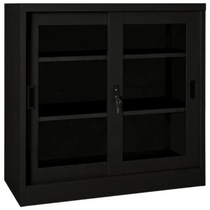 Czarna szafka z półkami na dokumenty L3-D21