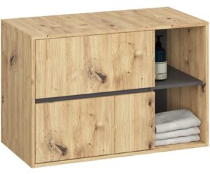 Wisząca szafka łazienkowa 90 cm dąb artisan + grafit szary E9-L14