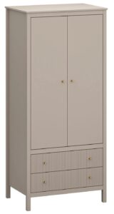 Szafa dwudrzwiowa z drążkiem i szufladami taupe D8-D61