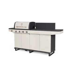 Duży grill ogrodowy gazowy bbq MERITA 216×57 Bizzotto beżowy stal