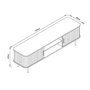 Szafka RTV z lamelalami dąb / czarna mat 160 cm Kasja – nowoczesny design, praktyczne przechowywanie, trwały materiał