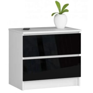 Minimalistyczna komoda do sypialni biała + czarny połysk G1-E72