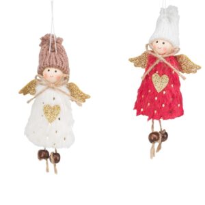 Anioł do zawieszania 12cm 2szt mix – dekoracyjne zawieszki, różne wzory, 12 cm, zestaw