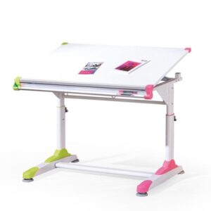 Biurko z regulowaną wysokością i kątem nachylenia białe / różowe / zielone mat 100 cm Collorido – funkcjonalność, styl, ergonomia