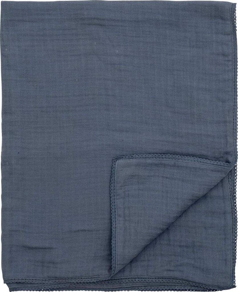 Kocyk dziecięcy Muslin 80 x 100 cm – miękki materiał, niebieski kolor, idealny do wózka i łóżeczka