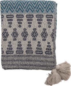 Pled Bloomingville niebiesko-szary 130×160 cm – miękki materiał, elegancki design, idealny na chłodniejsze dni