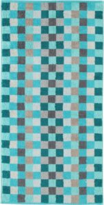 Ręcznik Unique szachownica 70 x 140 cm turkusowy – wysoka chłonność, modny wzór, miękki materiał
