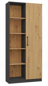 Regał Z Półkami Do Salonu Dąb Artisan + Antracyt C2-C51