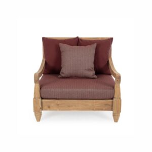 Fotel Bolzano Breeze 90×90 bordowy drewno teakowe tkanina olefinowa