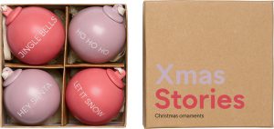 Bombki Xmas Stories 4 cm lawendowe i różane 4 szt. – eleganckie dekoracje, idealne na choinkę