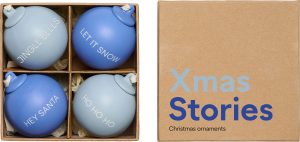Bombki Xmas Stories 6 cm kobaltowe i jasnoniebieskie 4 szt. – eleganckie ozdoby, idealne na choinkę