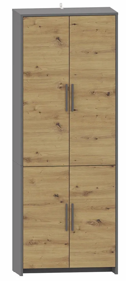 Duży regał zamykany dąb artisan + antracyt H3-N88