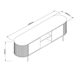 Szafka RTV z lamelalami dąb / trawertyn mat 140 cm Fabia – elegancki design, funkcjonalność, naturalne materiały