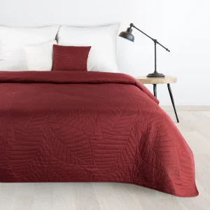 Narzuta bordowa 220×240 cm z motywem liści wytłaczanym techniką hot press BONI 6 Design 91