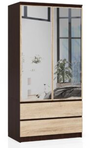 Szafa z lustrem w stylu klasycznym wenge + dąb sonoma K0-E25