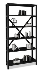 Czarny regał w stylu loft z metalowym stelażem F9-T21