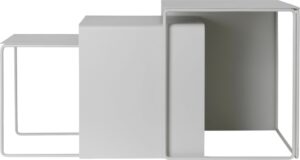 Stoliki kawowe Cluster jasnoszare 3 szt. – elegancki zestaw, nowoczesny design, praktyczne zastosowanie