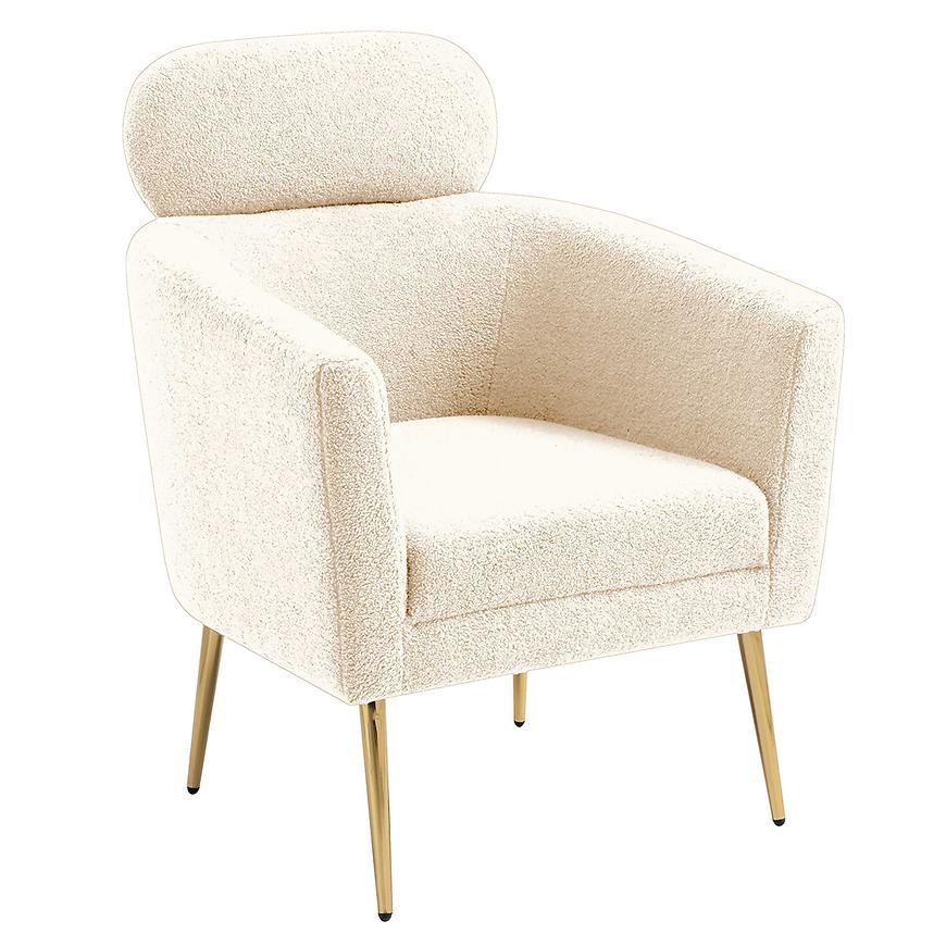 Fotel Melisa kremowy/złoty – elegancki design, komfort, materiał welurowy